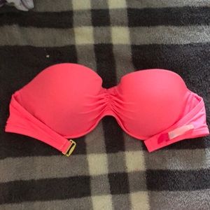 Victoria Secret Strapless Neon Pink swim top 36D